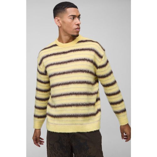 Pull oversize à col ras du cou en maille brossée - L - Boohooman - Modalova