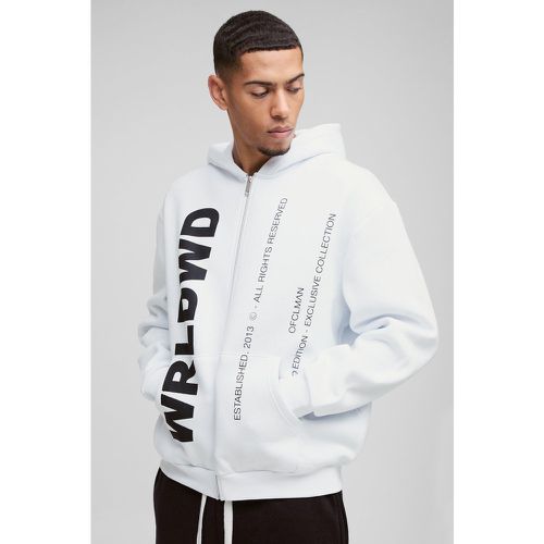 Sweat à capuche oversize zippé à slogan - S - Boohooman - Modalova