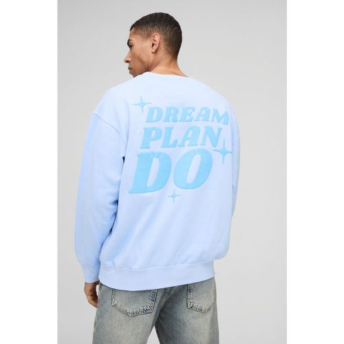 Sweat oversize délavé à imprimé Dream Plan Do homme - S - Boohooman - Modalova