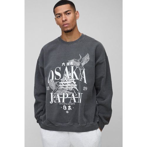 Sweat oversize délavé à imprimé Osaka homme - S - Boohooman - Modalova