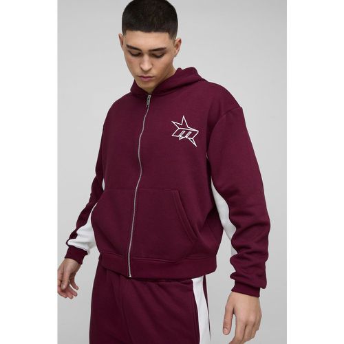 Sweat à capuche oversize zippé à empiècements étoiles - S - Boohooman - Modalova