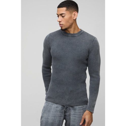 Pull habillé délavé en maille côtelée - S - Boohooman - Modalova