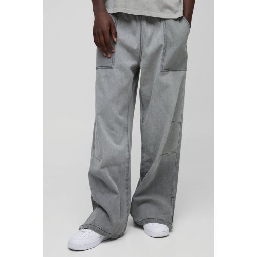Jogging large en jean à broderie - S - Boohooman - Modalova
