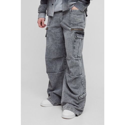 Tall - Jean cargo délavé à taille élastiquée homme - 30 - Boohooman - Modalova