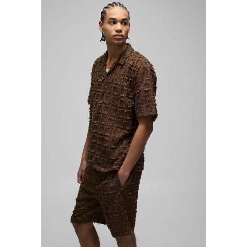 Ensemble oversize texturé avec chemise zippée et short - S - Boohooman - Modalova