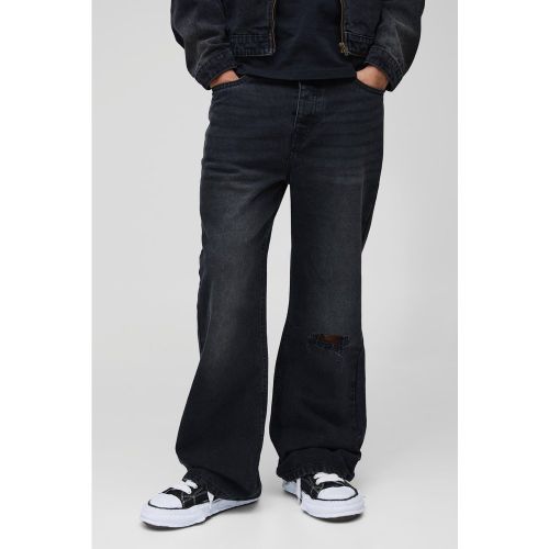 Jean large délavé noir déchiré - 28R - Boohooman - Modalova