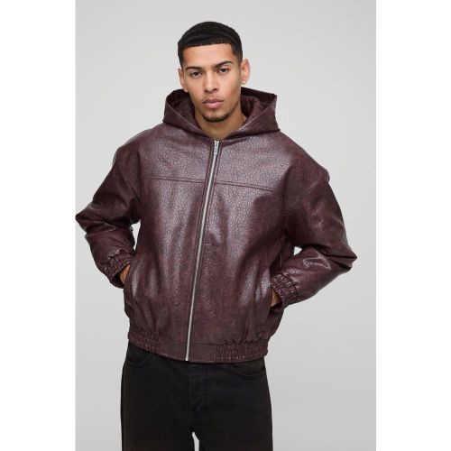 Bomber oversize à capuche en synthétique texturé homme - S - Boohooman - Modalova