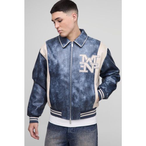 Veste universitaire oversize en synthétique à écusson - MAN - L - Boohooman - Modalova