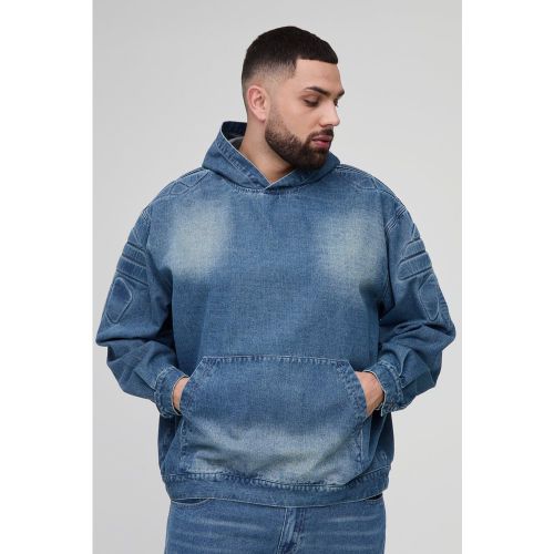 Grande taille - Sweat à capuche en jean à slogan Biker homme - XXXL - Boohooman - Modalova