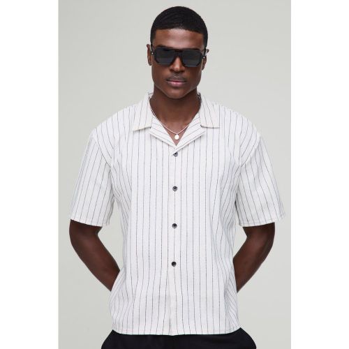 Chemise oversize rayée à broderie - S - Boohooman - Modalova