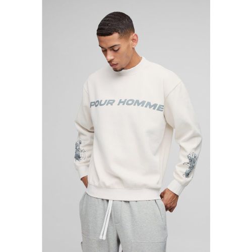 Sweat oversize délavé à imprimé Renaissance homme - S - Boohooman - Modalova