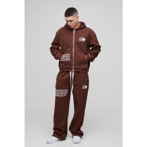 Survêtement oversize zippé à coutures contrastantes - S - Boohooman - Modalova