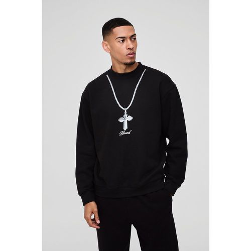 Sweat oversize à imprimé croisé homme - S - Boohooman - Modalova