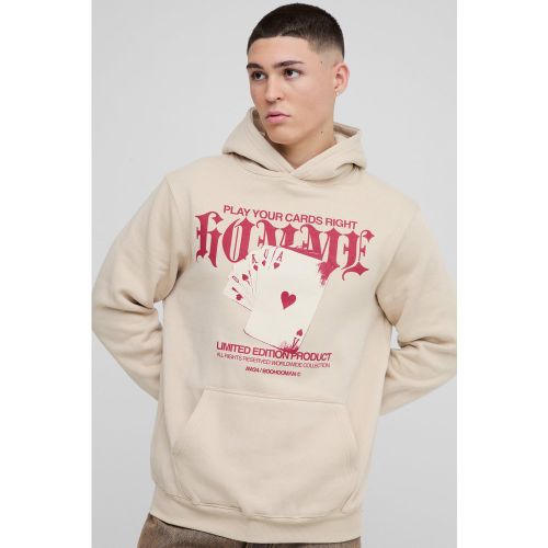 Sweat à capuche à imprimé cartes - S - Boohooman - Modalova