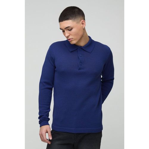 Polo en maille à col boutonné - S - Boohooman - Modalova