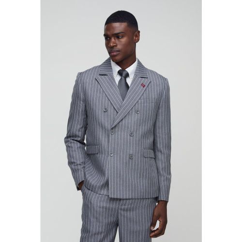 Blazer croisé à rayures fines - 34 - Boohooman - Modalova