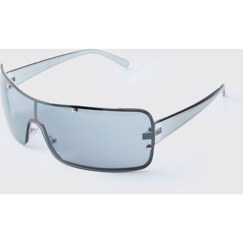 Lunettes de soleil navigateur en métal argenté - ONE SIZE - Boohooman - Modalova