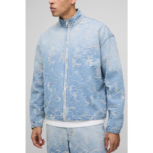 Veste oversize à col montant en jean homme - S - Boohooman - Modalova