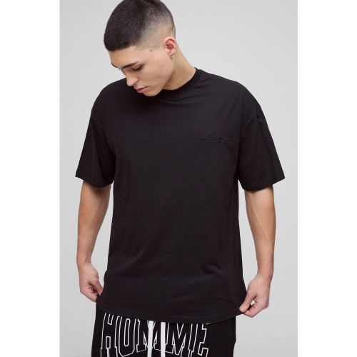 T-shirt oversize à col rond à signature BM - S - Boohooman - Modalova