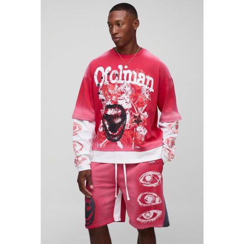Ensemble oversize délavé à manches longues et short - S - Boohooman - Modalova