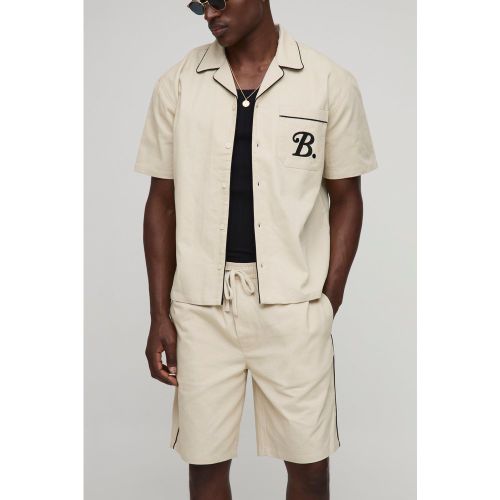 Ensemble oversize avec chemise en twill et short - S - Boohooman - Modalova