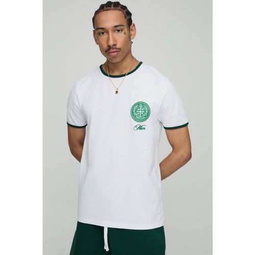 T-shirt droit à broderie - MAN - S - Boohooman - Modalova