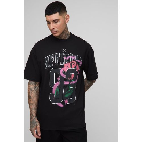 Tall - T-shirt oversize à col montant et imprimé palmier - 2XL - Boohooman - Modalova