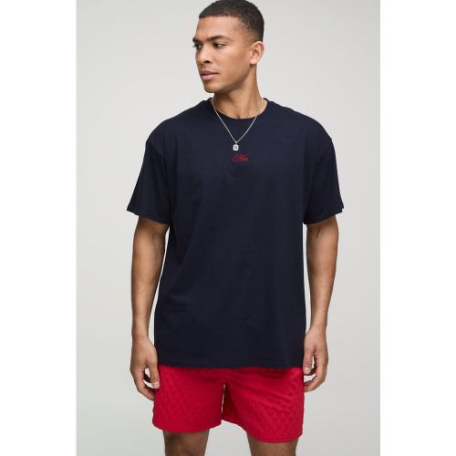 T-shirt oversize imprimé à broderie - MAN - S - Boohooman - Modalova