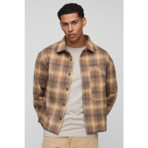 Oversized Worker Panel Brushed Check Overshirt - S - Boohooman - Modalova