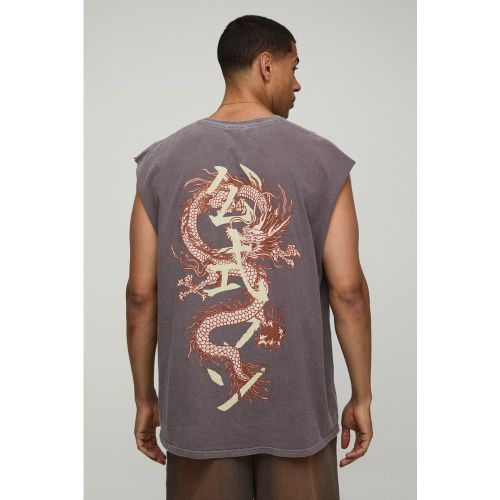 Débardeur oversize délavé à imprimé dragon - S - Boohooman - Modalova