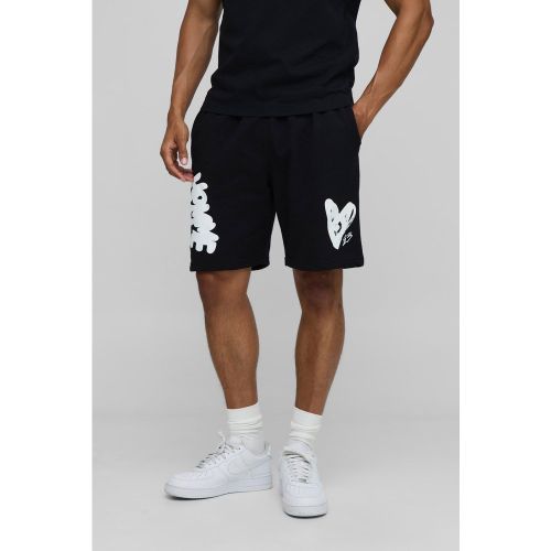 Short droit en jersey à imprimé cœur - S - Boohooman - Modalova