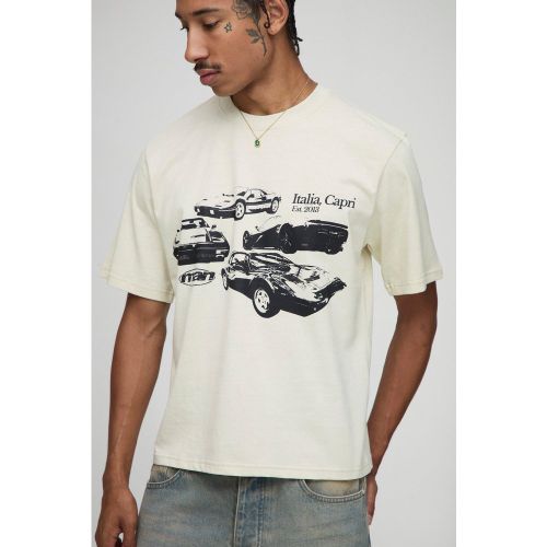 T-shirt oversize délavé à imprimé voiture - S - Boohooman - Modalova