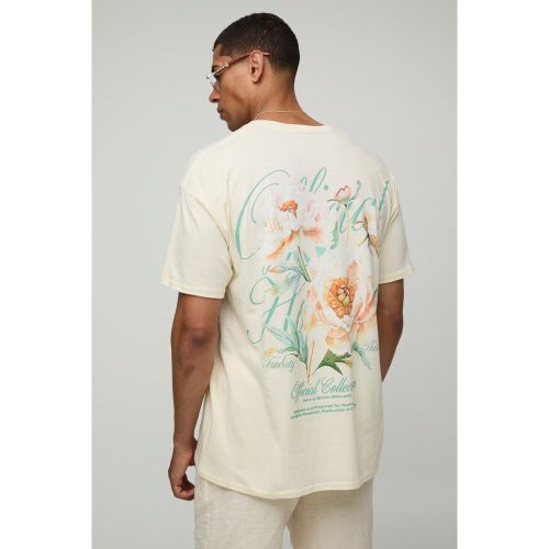 T-shirt oversize écru fleuri - S - Boohooman - Modalova