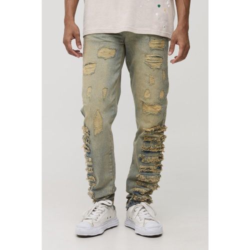 Jean slim délavé à déchirures - 28R - Boohooman - Modalova