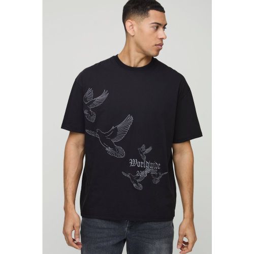 T-shirt oversize épais à broderie - S - Boohooman - Modalova