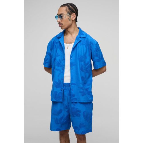 Ensemble oversize à imprimé abstrait avec chemise éponge et short - S - Boohooman - Modalova