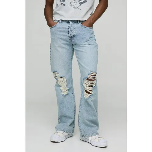Jean baggy délavé déchiré - 28R - Boohooman - Modalova