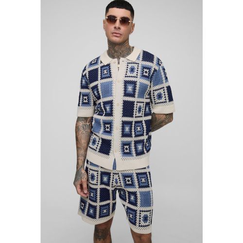 Tall - Ensemble en crochet avec chemise et short - 2XL - Boohooman - Modalova