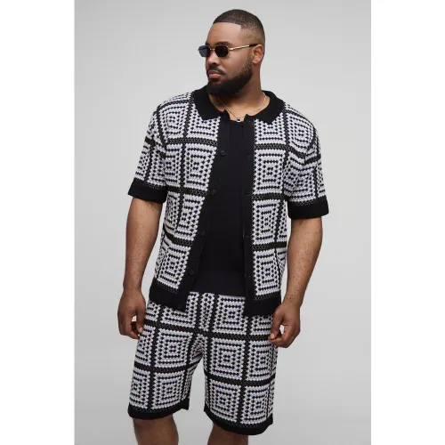 Grande taille - Ensemble avec chemise en crochet et short - 2XL - Boohooman - Modalova