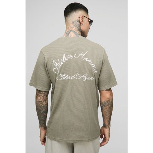 Tall - T-shirt brodé en tissu gaufré - 2XL - Boohooman - Modalova