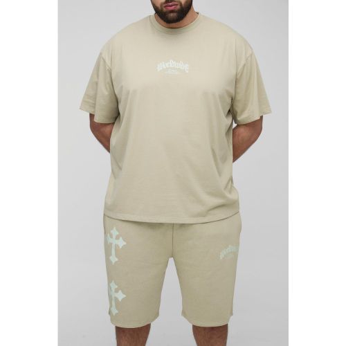 Grande taille - Ensemble oversize à imprimé croix - 2XL - Boohooman - Modalova