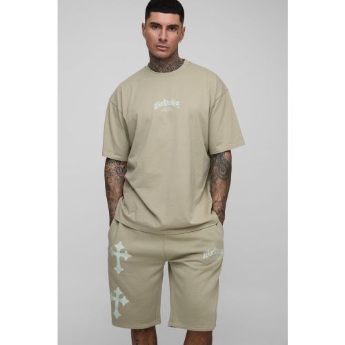 Tall - Ensemble oversize à imprimé Worldwide Cross - 2XL - Boohooman - Modalova