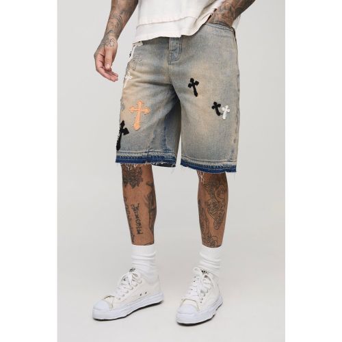 Tall - Short en jean à bords bruts - 30 - Boohooman - Modalova
