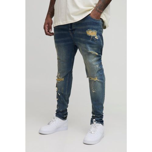 Grande taille - Jean skinny déchiré à taches de peinture - 38 - Boohooman - Modalova