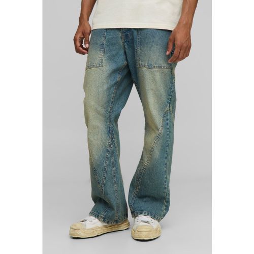 Jean flare large délavé à empiècements - 28R - Boohooman - Modalova
