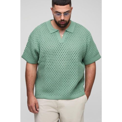 Grande taille - T-shirt oversize à col V en crochet - 2XL - Boohooman - Modalova