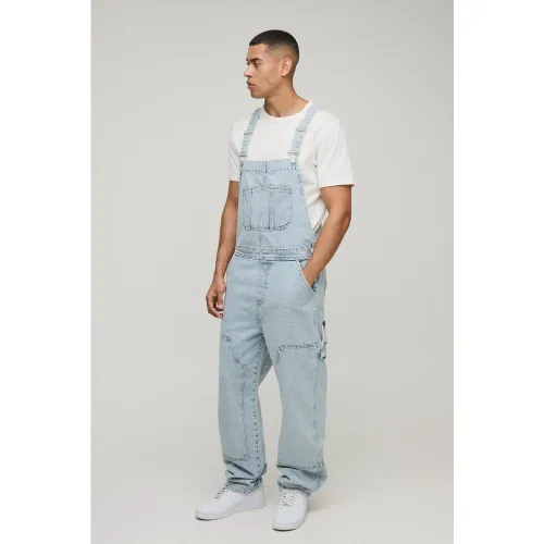 Salopette charpentière large délavée - 28R - Boohooman - Modalova