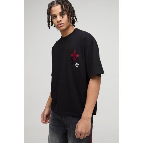 T-shirt oversize à broderie croix - S - Boohooman - Modalova