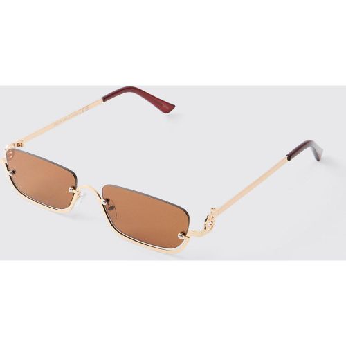 Lunettes de soleil rectangulaires dorées - ONE SIZE - Boohooman - Modalova