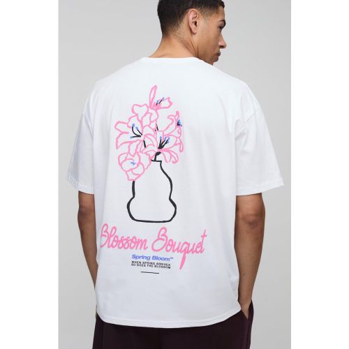 T-shirt oversize à imprimé vase fleuri - S - Boohooman - Modalova